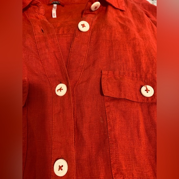 Free people red linen button down dress size XS - Picture 5 of 5